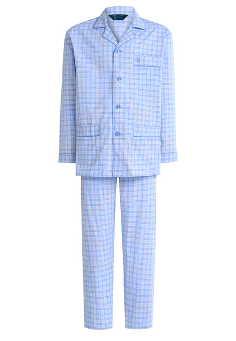 Pijama Hombre Largo Solapa Popelín Rayas - Azul 1545_33