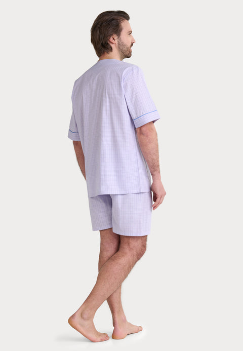 Pijama Hombre Verano Corto Judo Popelín Cuadros - Rosa 4545_95