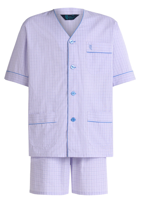 Pijama Hombre Verano Corto Judo Popelín Cuadros - Rosa 4545_95