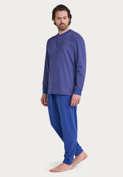 Pijama Hombre Largo Premium Tapeta Punto - Azul 5105_39