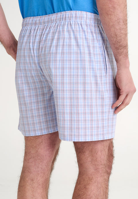 Pantalón Pijama Hombre Corto Popelín Cuadros - Azul 8545_30