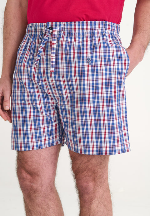 Pantalón Pijama Hombre Corto Popelín Cuadros - Azul 8546_36