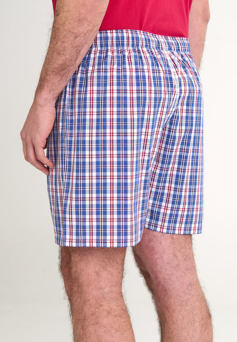 Pantalón Pijama Hombre Corto Popelín Cuadros - Azul 8546_36