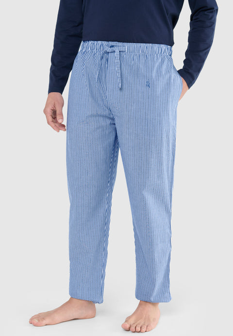   ▷ Pantalón Pijama Hombre Largo Popelín Rayas | Marino Blanco | El Búho Nocturno - 84494933 - https://www.elbuhonocturno.com/  