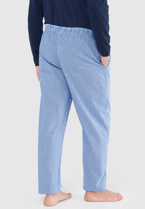   ▷ Pantalón Pijama Hombre Largo Popelín Rayas | Marino Blanco | El Búho Nocturno - 82329816 - https://www.elbuhonocturno.com/  