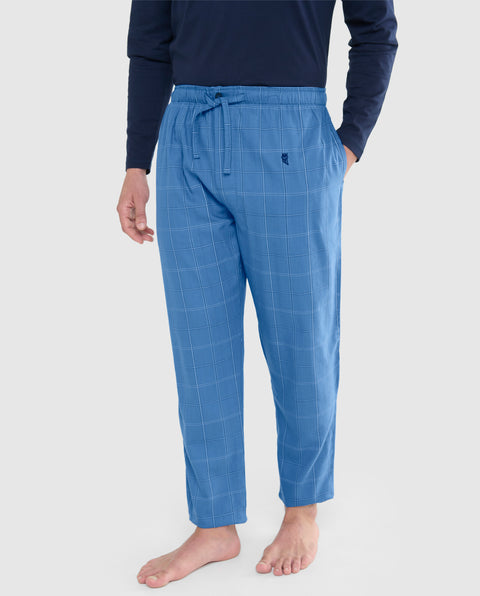   ▷ Pantalón Pijama Hombre Largo Popelín Cuadros | Marino Blanco | El Búho Nocturno - 58761143 - https://www.elbuhonocturno.com/  