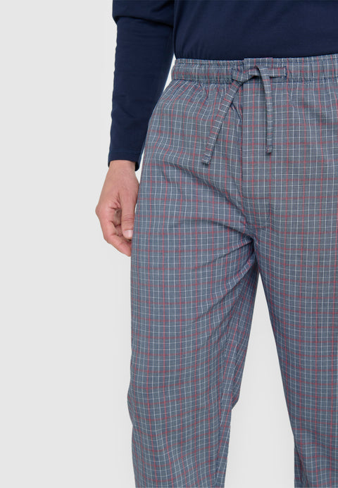   ▷ Pantalón Pijama Hombre Largo Popelín Cuadros | Marino Blanco | El Búho Nocturno - 73208993 - https://www.elbuhonocturno.com/  