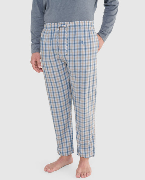   ▷ Pantalón Pijama Hombre Largo Popelín Cuadros | Marino Blanco | El Búho Nocturno - 13759549 - https://www.elbuhonocturno.com/  