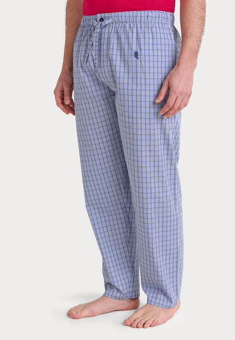 Pantalón Pijama Hombre Largo Algodón Popelín Cuadros - Azul 8942_37