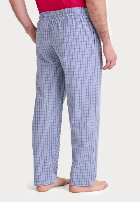 Pantalón Pijama Hombre Largo Algodón Popelín Cuadros - Azul 8942_37