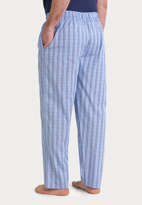 Pantalón Pijama Hombre Largo Algodón Popelín Cuadros - Azul 8943_36