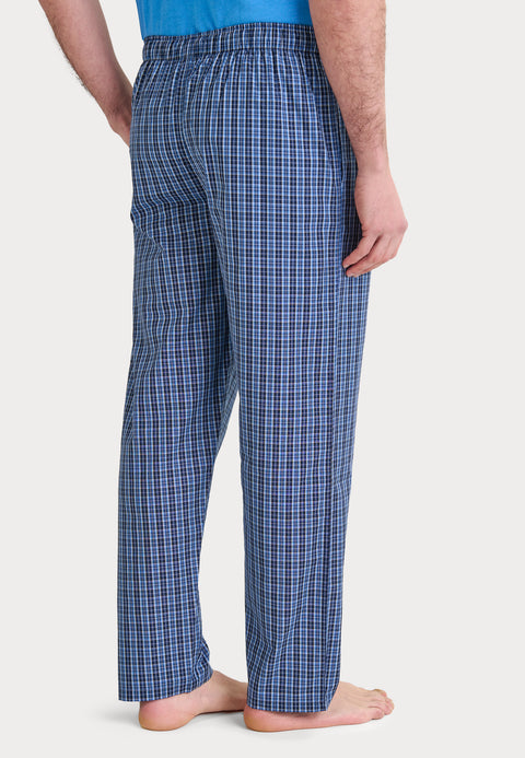 Pantalón Pijama Hombre Largo Algodón Popelín Cuadros - Azul 8944_39